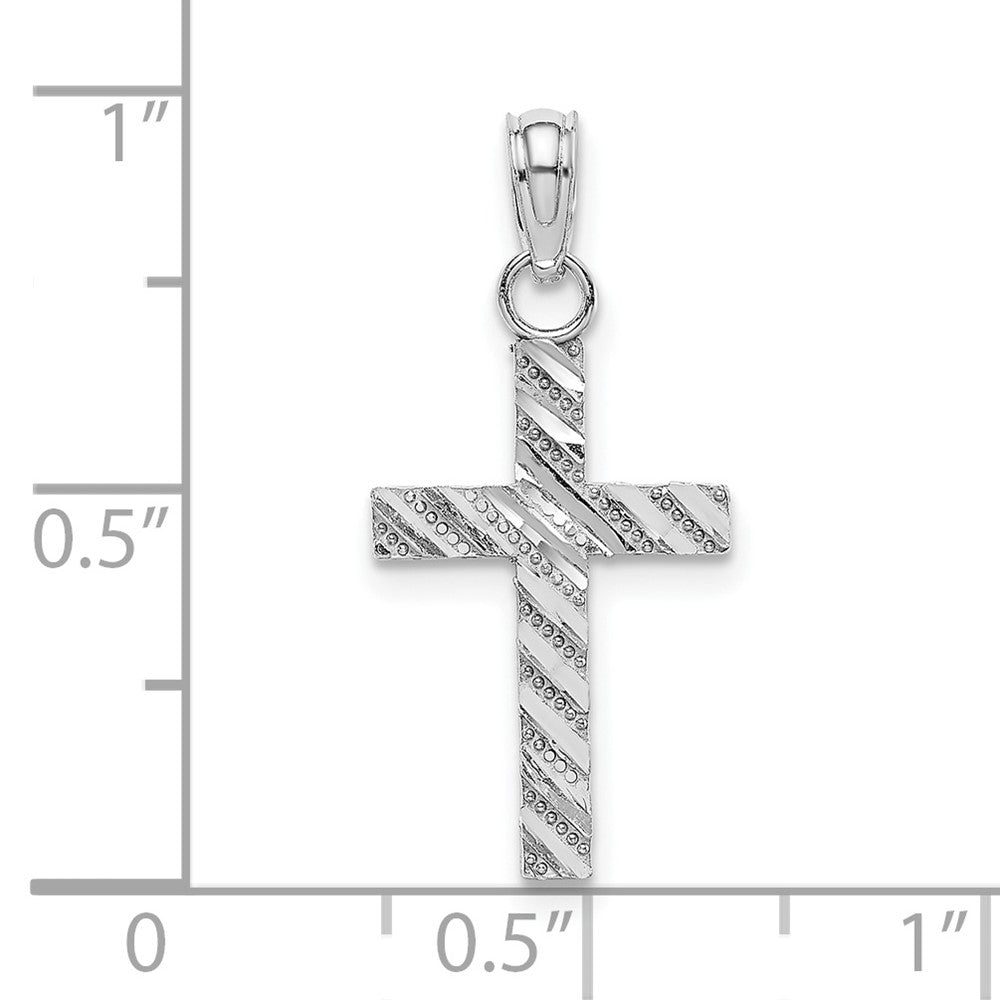 FJC Finejewelers 10 kt White Gold Themed Bright Cut Cross Charm 17.4 mm