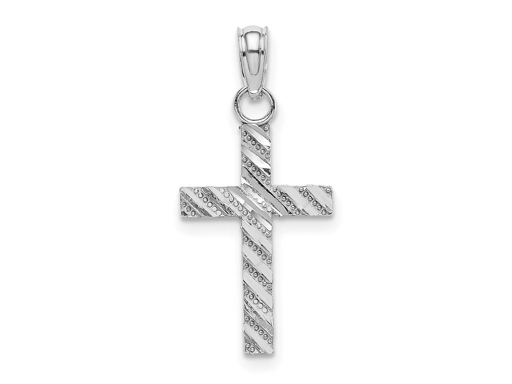 FJC Finejewelers 10 kt White Gold Themed Bright Cut Cross Charm 17.4 mm