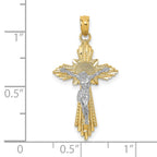 FJC Finejewelers 10 kt Two Tone Gold Two-tone Bright Cut Crucifix Charm 29 x 15 mm