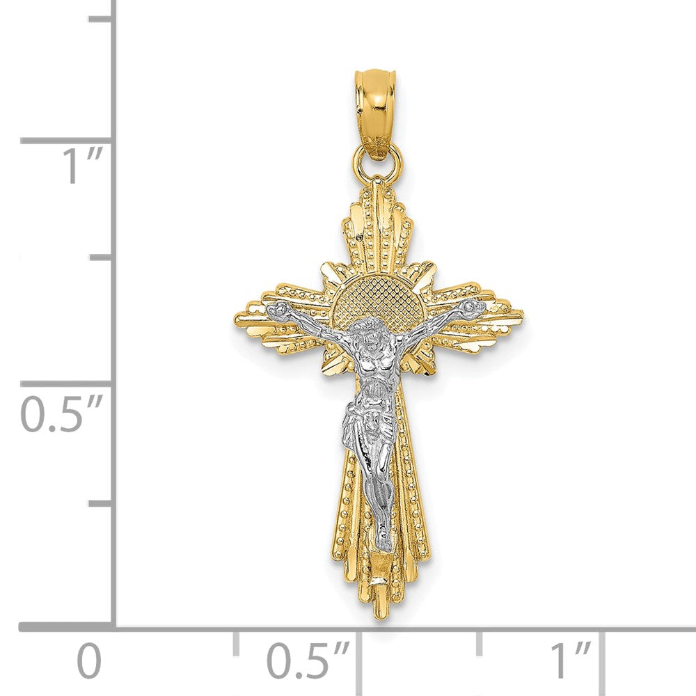 FJC Finejewelers 10 kt Two Tone Gold Two-tone Bright Cut Crucifix Charm 29 x 15 mm