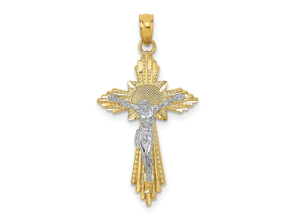 FJC Finejewelers 10 kt Two Tone Gold Two-tone Bright Cut Crucifix Charm 29 x 15 mm