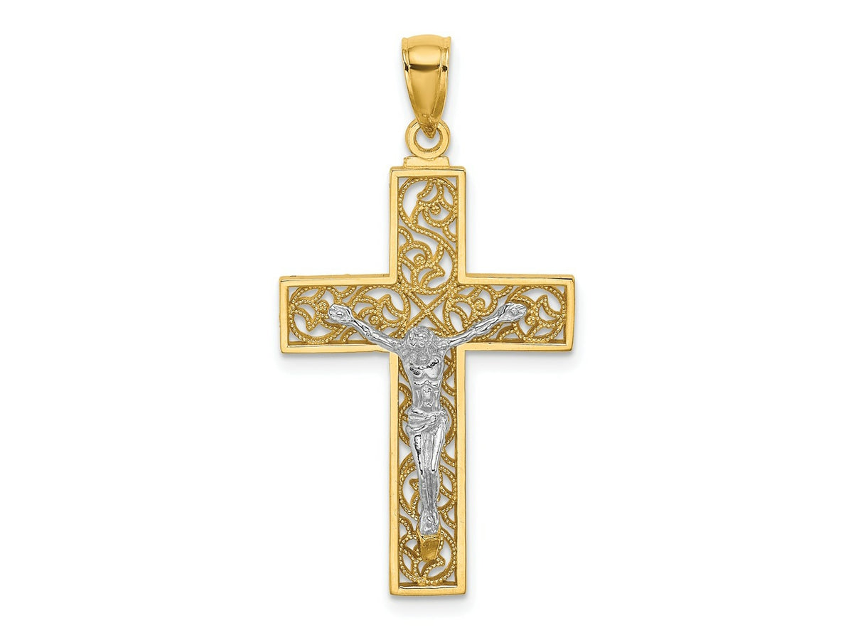 FJC Finejewelers 10 kt Two Tone Gold Two-tone Crucifix Charm 35 x 18 mm
