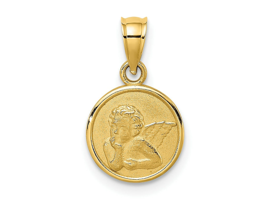 FJC Finejewelers 10 kt Yellow Gold Engraved Angel Coin Charm 15 x 10 mm