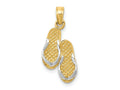 FJC Finejewelers 10 kt Yellow Gold and Rhodium Solid Polished Sandals Pendant