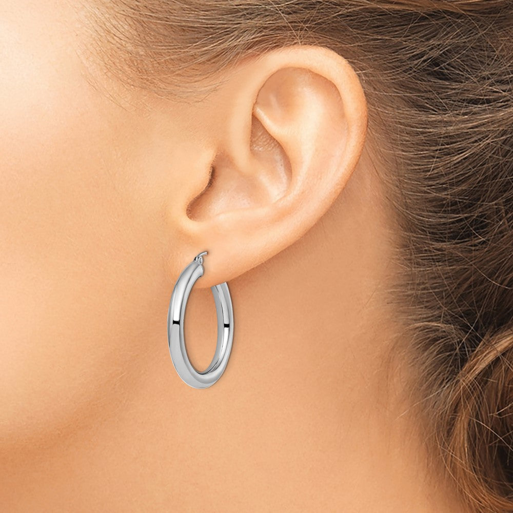 FJC Finejewelers 10 kt White Gold Hoops Polished Lightweight Hoop Earrings 31 mm x 16 mm