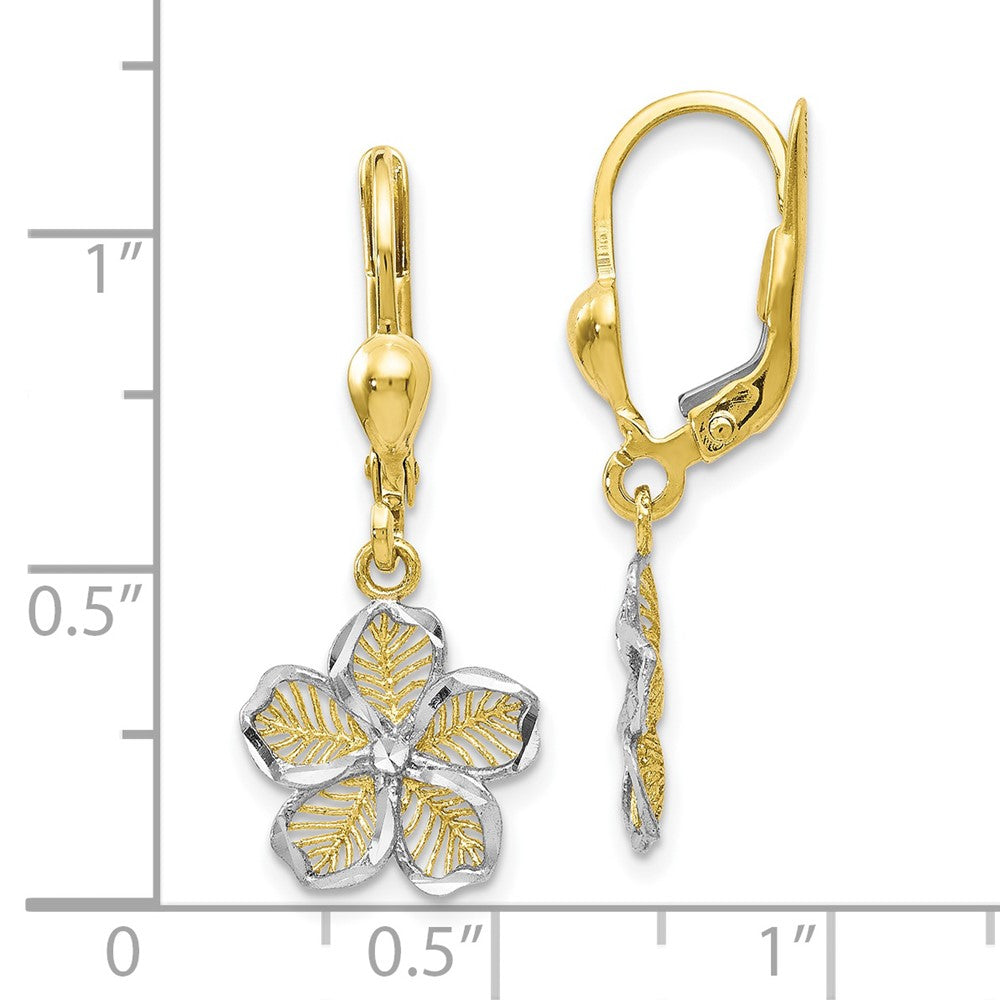 FJC Finejewelers 10 kt Yellow Gold Dangle Polished Bright Cut Filigree Flower Leverback Earrings 20 x 6mm
