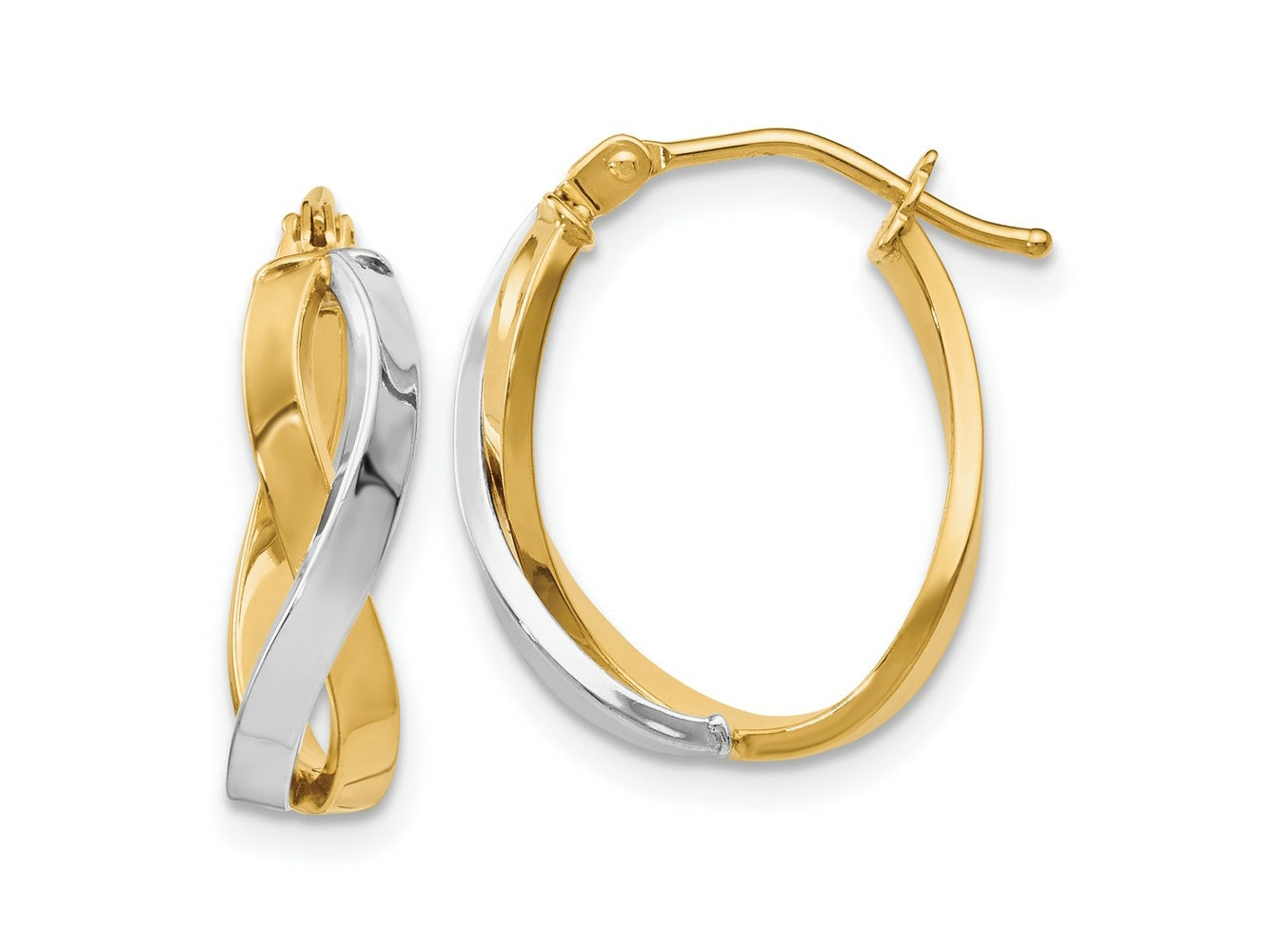 FJC Finejewelers 10 kt Two Tone Gold Two-tone Polished Twisted Hoop Earrings 19 mm x 11 mm