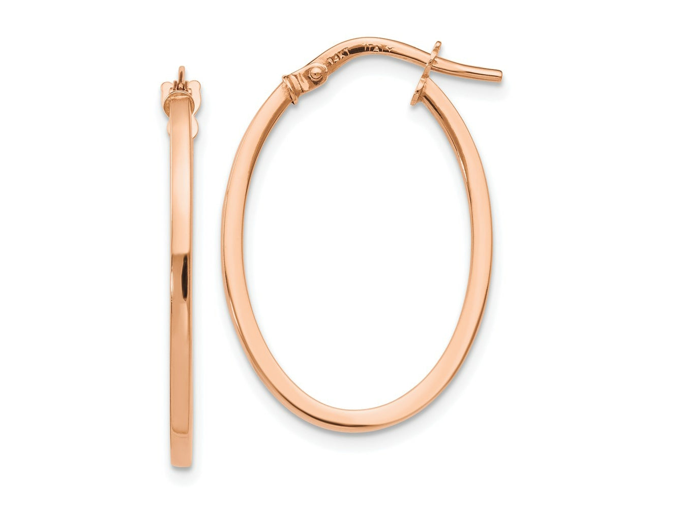 FJC Finejewelers 10 kt Rose Gold Hoops Polished Oval Hoop Earrings 26 mm x 13 mm