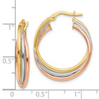 FJC Finejewelers 10 kt Tri Color Gold Tri-color Polished and Textured Twisted Hoop Earrings 41 mm x 22 mm