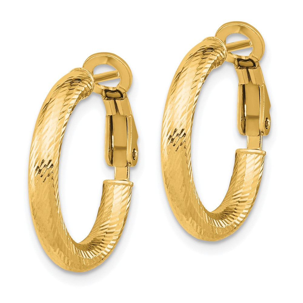 FJC Finejewelers 10 kt Yellow Gold 3x15 Bright Cut Round Omega Back Hoop Earrings 21 mm x 20 mm