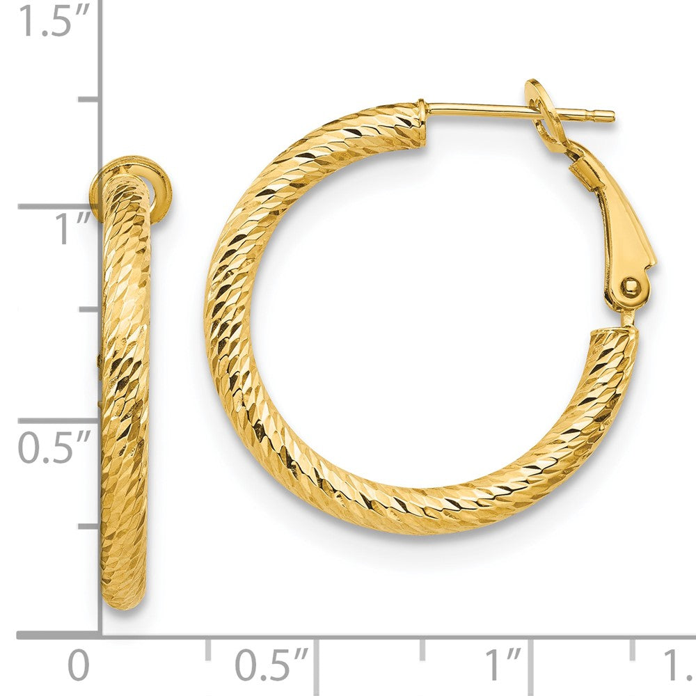 FJC Finejewelers 10 kt Yellow Gold 3x20 Bright Cut Round Omega Back Hoop Earrings 25 mm x 25 mm