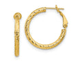 FJC Finejewelers 10 kt Yellow Gold 3x20 Bright Cut Round Omega Back Hoop Earrings 25 mm x 25 mm