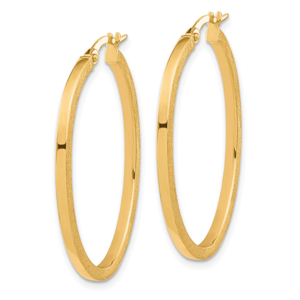 FJC Finejewelers 10 kt Yellow Gold Brushed and Polished Oval Hoop Earrings 35 mm x 25 mm