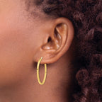 FJC Finejewelers 10 kt Yellow Gold Brushed and Polished Oval Hoop Earrings 35 mm x 25 mm