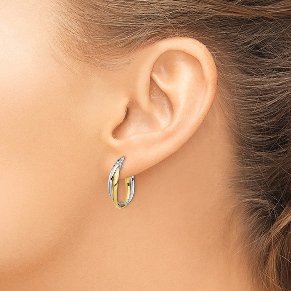 FJC Finejewelers 10 kt Two Tone Gold Two-tone Polished Hoop Earrings 20 mm x 14 mm