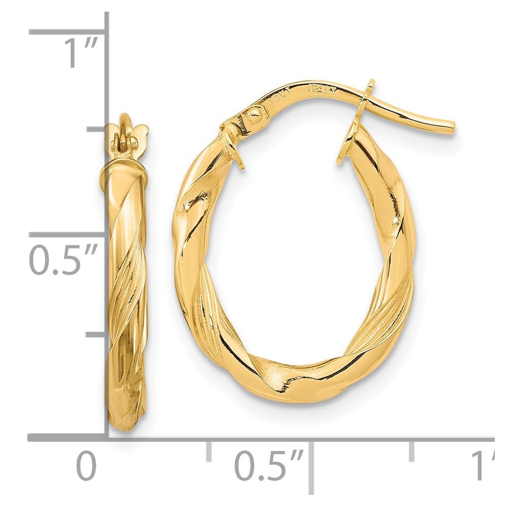 FJC Finejewelers 10 kt Yellow Gold Polished and Textured Hoop Earrings 20 mm x 15 mm