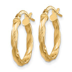 FJC Finejewelers 10 kt Yellow Gold Polished and Textured Hoop Earrings 20 mm x 15 mm