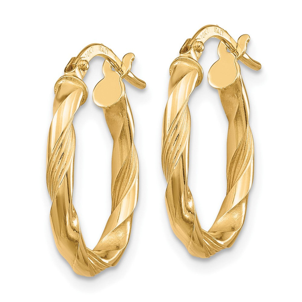 FJC Finejewelers 10 kt Yellow Gold Polished and Textured Hoop Earrings 20 mm x 15 mm