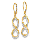 FJC Finejewelers 10 kt Two Tone Gold Dangle Polished Textured Infinity Leverback Earrings 42 mm x 10 mm
