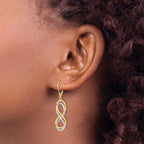FJC Finejewelers 10 kt Two Tone Gold Dangle Polished Textured Infinity Leverback Earrings 42 mm x 10 mm
