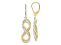 FJC Finejewelers 10 kt Two Tone Gold Dangle Polished Textured Infinity Leverback Earrings 42 mm x 10 mm