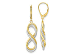 FJC Finejewelers 10 kt Two Tone Gold Dangle Polished Textured Infinity Leverback Earrings 42 mm x 10 mm