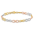 FJC Finejewelers 10 kt Tri Color Gold Tri-color Infinity Symbol Link Bracelet 7.5 Inches