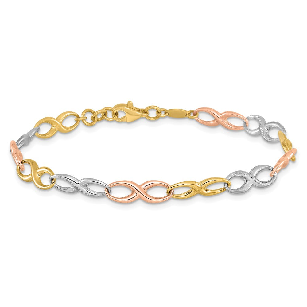 FJC Finejewelers 10 kt Tri Color Gold Tri-color Infinity Symbol Link Bracelet 7.5 Inches