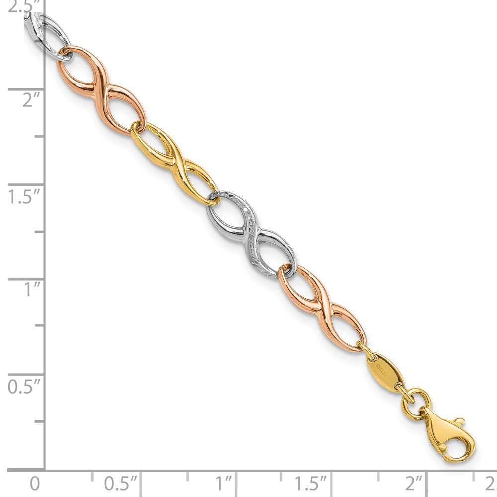 FJC Finejewelers 10 kt Tri Color Gold Tri-color Infinity Symbol Link Bracelet 7.5 Inches