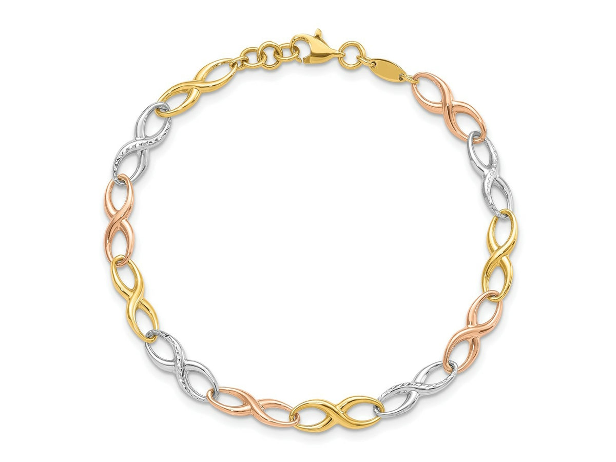 FJC Finejewelers 10 kt Tri Color Gold Tri-color Infinity Symbol Link Bracelet 7.5 Inches