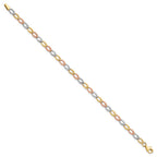 FJC Finejewelers 10 kt Tri Color Gold Fancy Tri-Color Bright Cut Bracelet 7.25 Inches x 4 mm