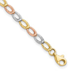 FJC Finejewelers 10 kt Tri Color Gold Fancy Tri-Color Bright Cut Bracelet 7.25 Inches x 4 mm