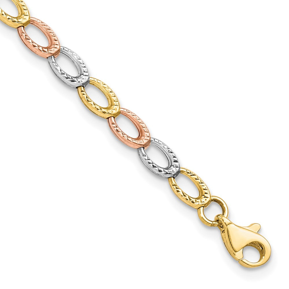 FJC Finejewelers 10 kt Tri Color Gold Fancy Tri-Color Bright Cut Bracelet 7.25 Inches x 4 mm