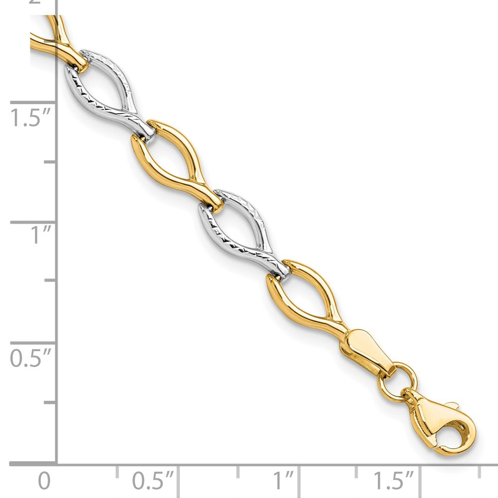 FJC Finejewelers 10 kt Two Tone Gold Fancy Two-tone Polished Bright Cut Bracelet 7.5 Inches x 5.5 mm