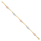 FJC Finejewelers 10 kt Tri Color Gold Fancy Tri-Color Polished Bracelet 7.5 Inches x 6 mm