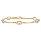 FJC Finejewelers 10 kt Tri Color Gold Fancy Tri-Color Polished Bracelet 7.5 Inches x 6 mm
