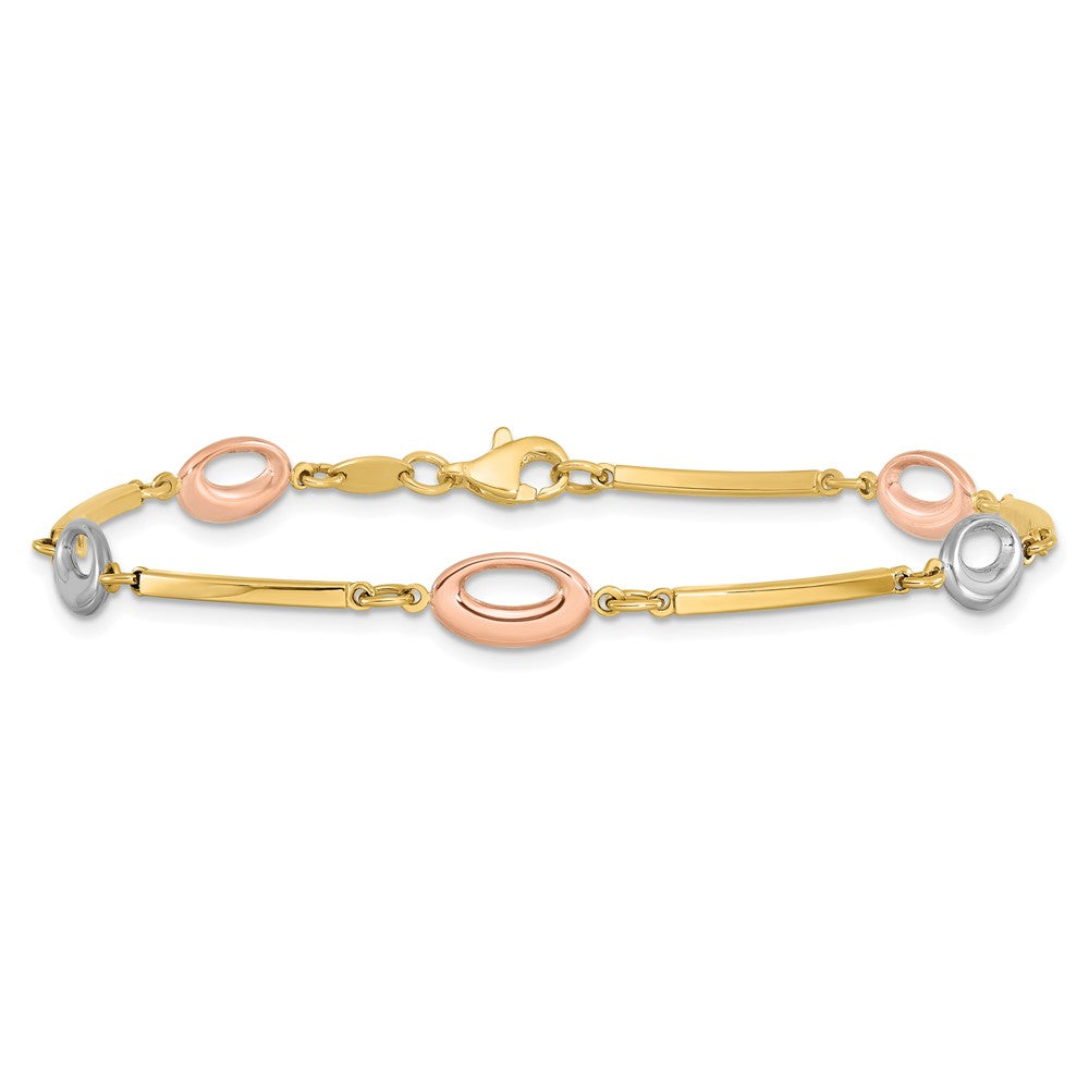 FJC Finejewelers 10 kt Tri Color Gold Fancy Tri-Color Polished Bracelet 7.5 Inches x 6 mm