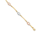 FJC Finejewelers 10 kt Tri Color Gold Fancy Tri-Color Polished Bracelet 7.5 Inches x 6 mm