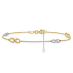 FJC Finejewelers 10 kt Two Tone Gold Cable Polished with 1 in ext. Anklet 9 Inches x 5 mm