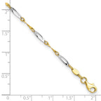 FJC Finejewelers 10 kt Two Tone Gold Bright Cut Other Chain Two-tone Polished Fancy Link 1in ext. Anklet 9 Inches x 2 mm