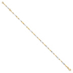 FJC Finejewelers 10 kt Two Tone Gold Bright Cut Other Chain Two-tone Polished Fancy Link 1in ext. Anklet 9 Inches x 2 mm