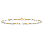 FJC Finejewelers 10 kt Two Tone Gold Bright Cut Other Chain Two-tone Polished Fancy Link 1in ext. Anklet 9 Inches x 2 mm