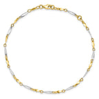 FJC Finejewelers 10 kt Two Tone Gold Bright Cut Other Chain Two-tone Polished Fancy Link 1in ext. Anklet 9 Inches x 2 mm