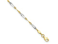 FJC Finejewelers 10 kt Two Tone Gold Bright Cut Other Chain Two-tone Polished Fancy Link 1in ext. Anklet 9 Inches x 2 mm