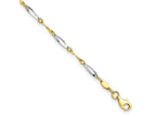 FJC Finejewelers 10 kt Two Tone Gold Bright Cut Other Chain Two-tone Polished Fancy Link 1in ext. Anklet 9 Inches x 2 mm