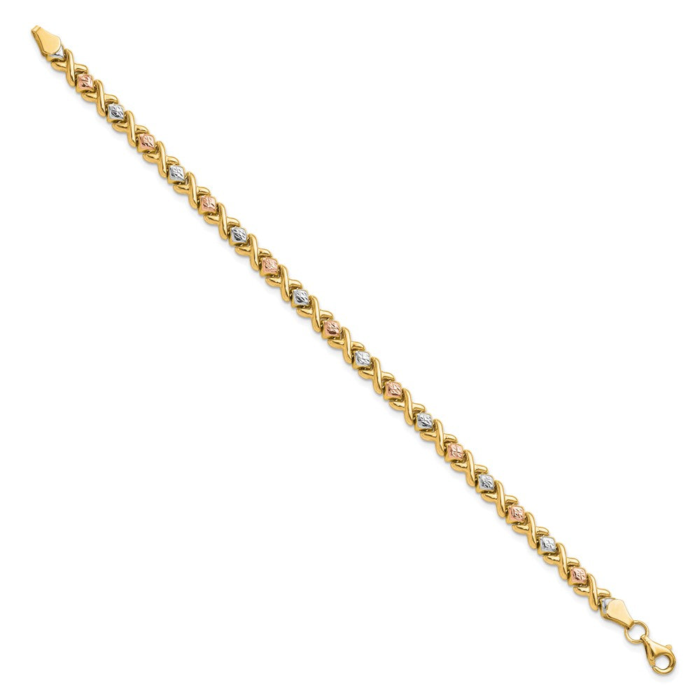 FJC Finejewelers 10 kt Tri Color Gold Fancy Bright Cut Bracelet 7 Inches