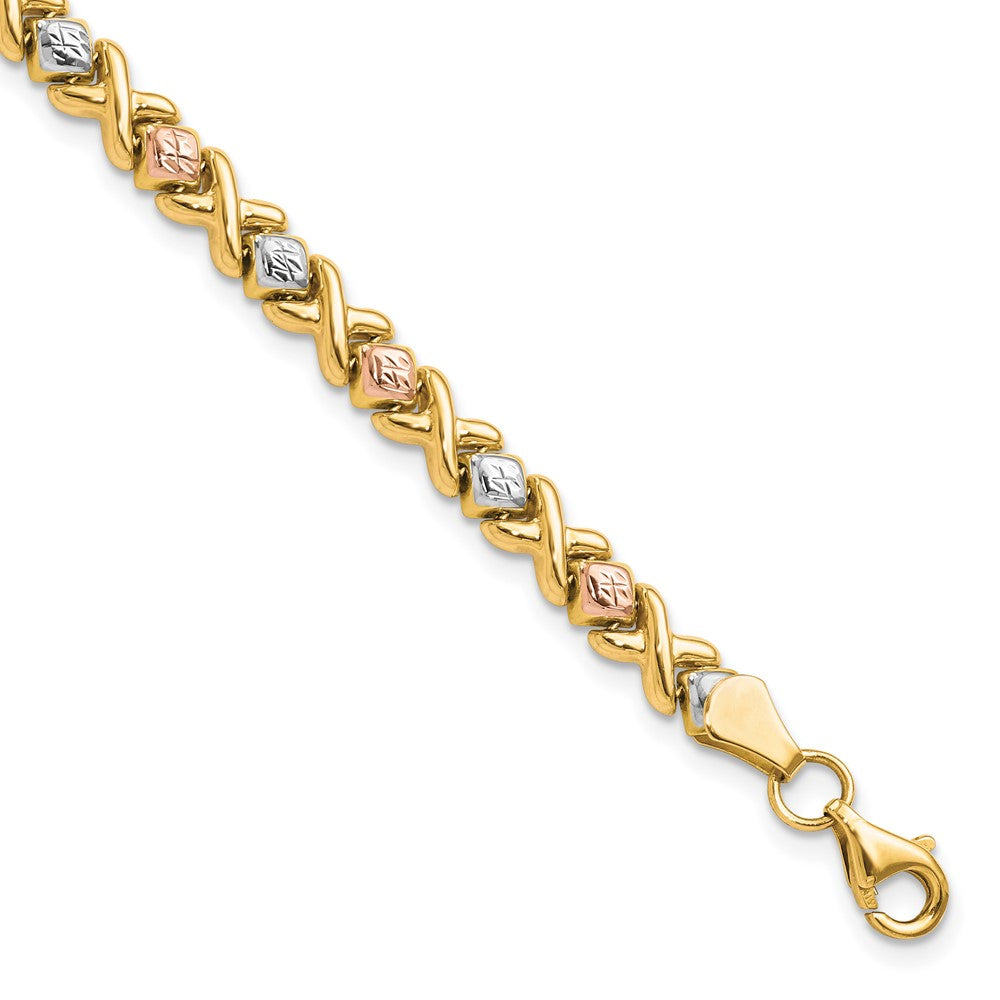 FJC Finejewelers 10 kt Tri Color Gold Fancy Bright Cut Bracelet 7 Inches