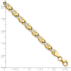 FJC Finejewelers 10 kt Yellow Gold Fancy Rhodium Plated Bright Cut Bracelet 7.5 Inches