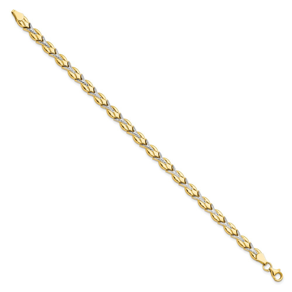 FJC Finejewelers 10 kt Yellow Gold Fancy Rhodium Plated Bright Cut Bracelet 7.5 Inches