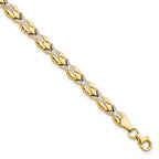 FJC Finejewelers 10 kt Yellow Gold Fancy Rhodium Plated Bright Cut Bracelet 7.5 Inches